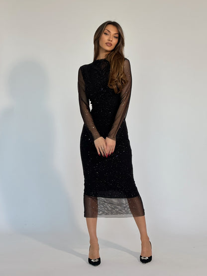 Тюлена рокля с лъскави частици Gia