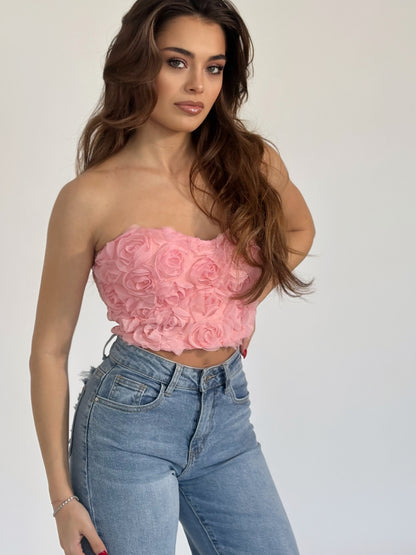 Roses bustier with organza roses