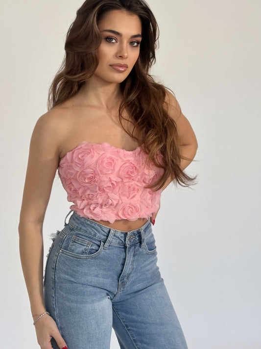 Roses bustier with organza roses
