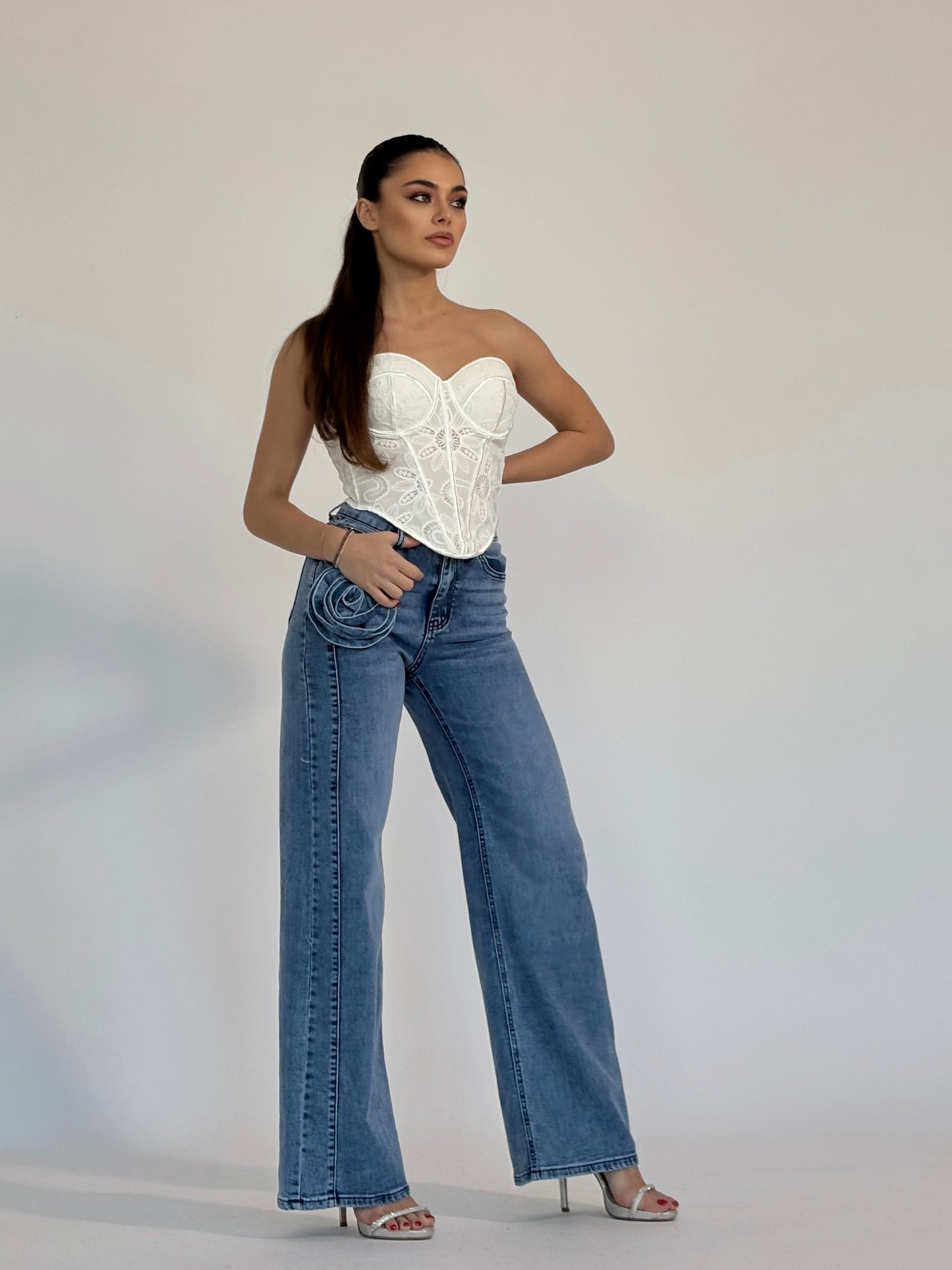 Дънки с роза Rose