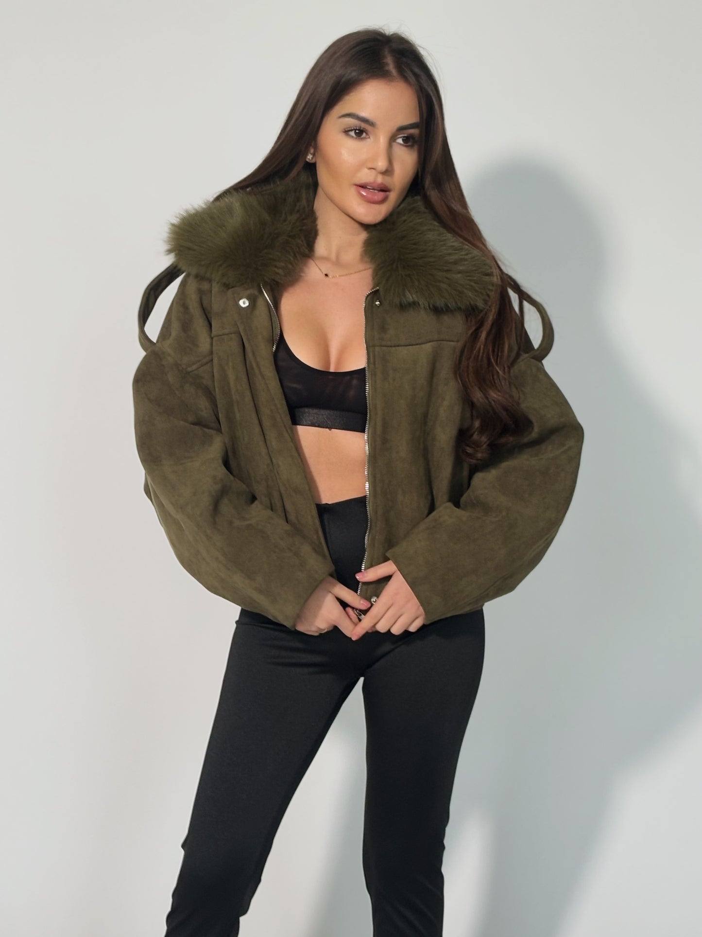 Велурено яке Romanita с пух