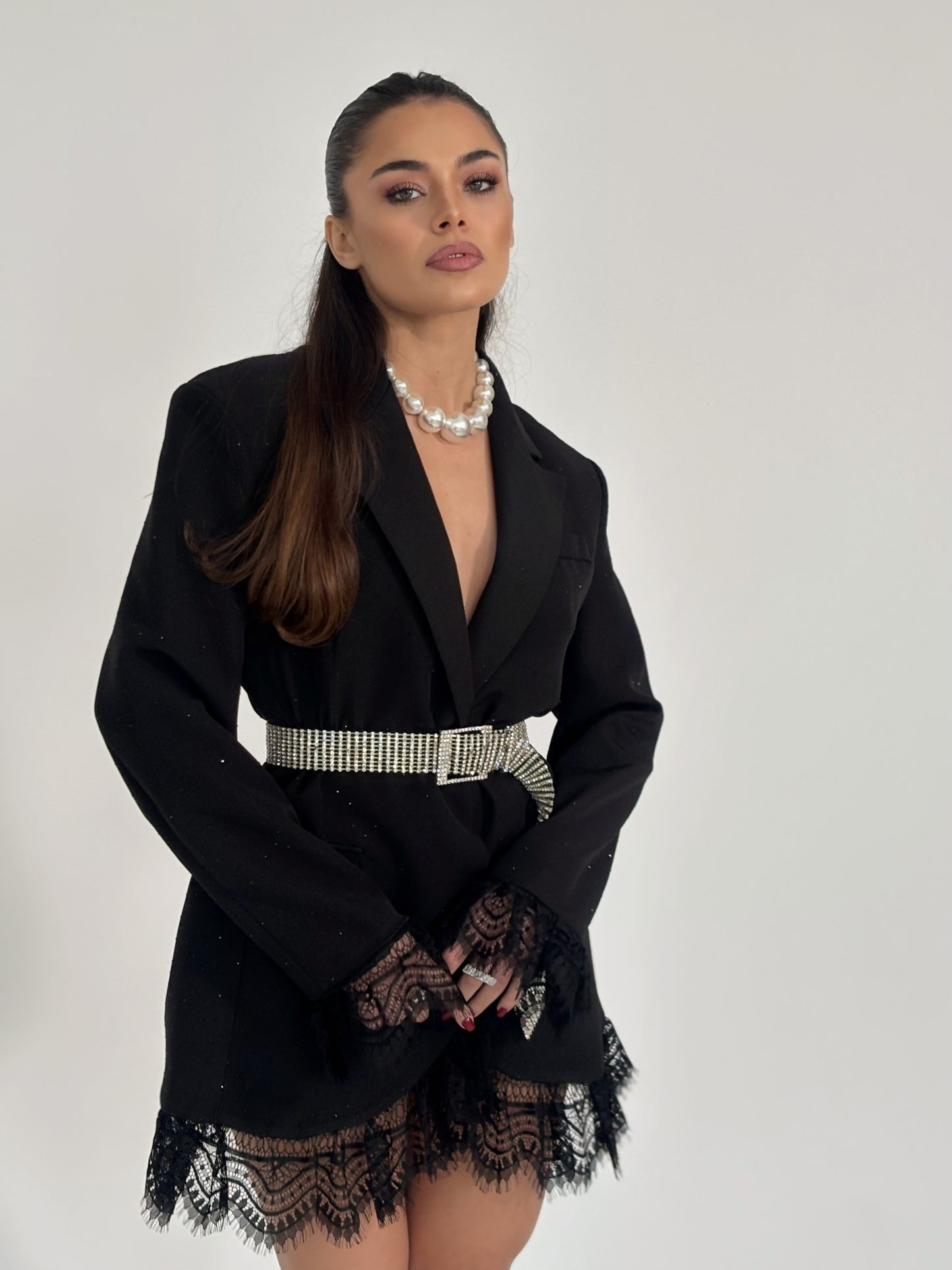 Блейзър Melisa с камъни и дантела