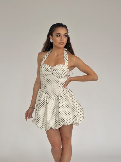 Мини рокля на точки Merilyn с bubble пола