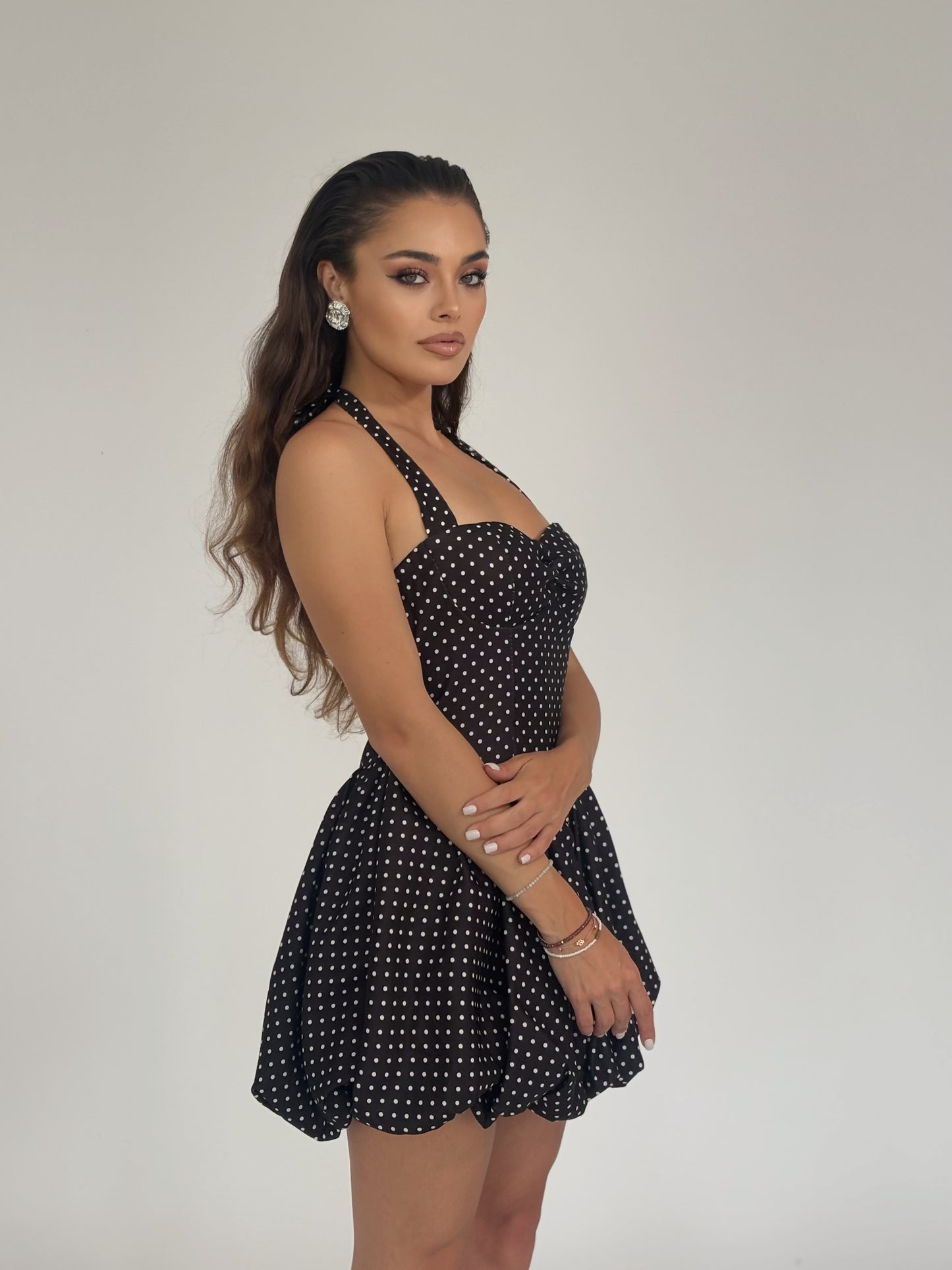 Мини рокля на точки Merilyn с bubble пола