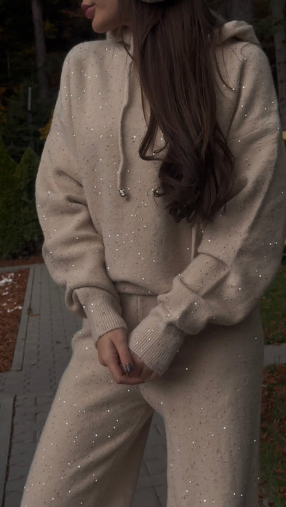 Комплект Shining от плътно плетиво с качулка