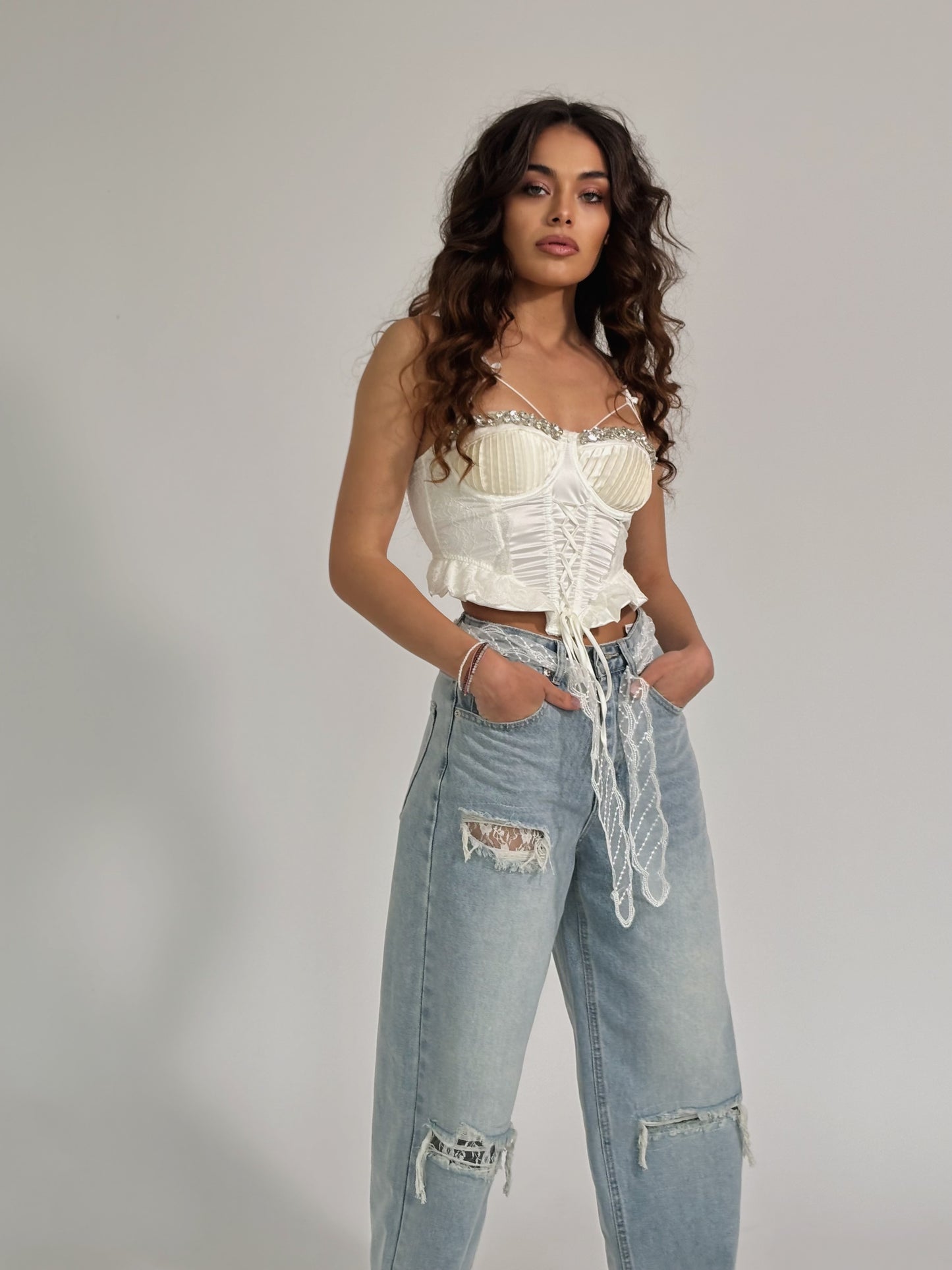 Сатенен корсет Palomita с камъни