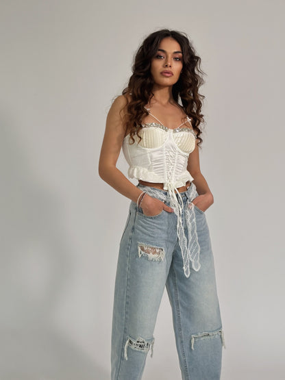 Сатенен корсет Palomita с камъни