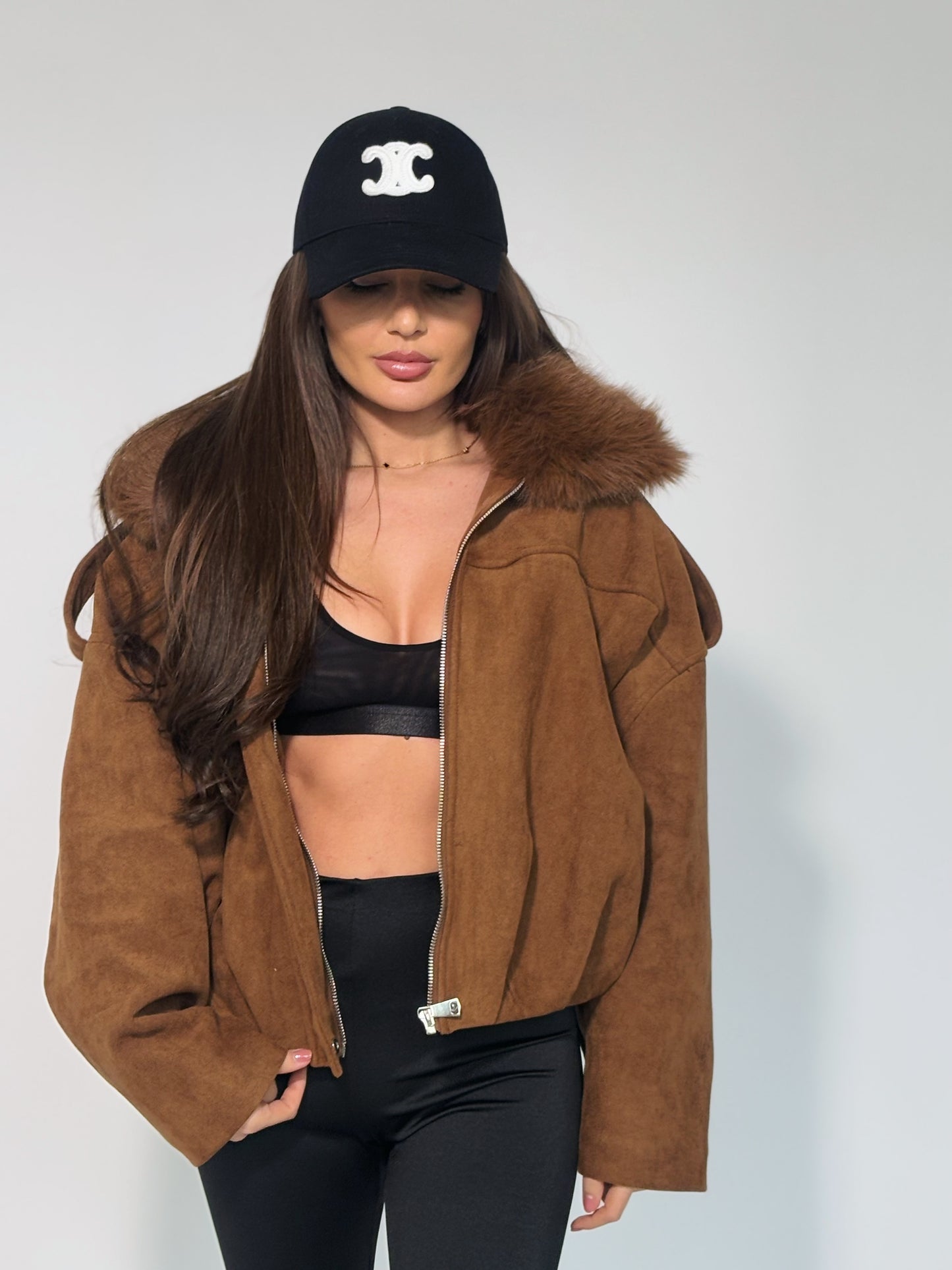 Велурено яке Romanita с пух