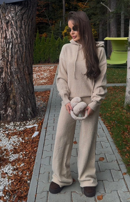 Комплект Shining от плътно плетиво с качулка