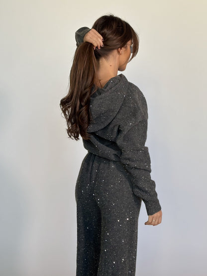 Комплект Shining от плътно плетиво с качулка