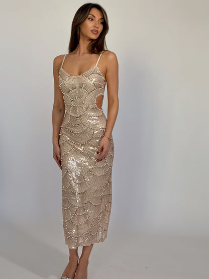 Рокля Arielle с пайети и перли