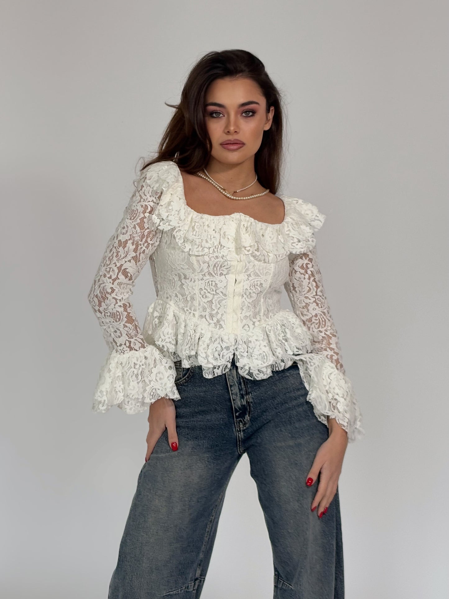 Дантелена блуза корсет Leyla