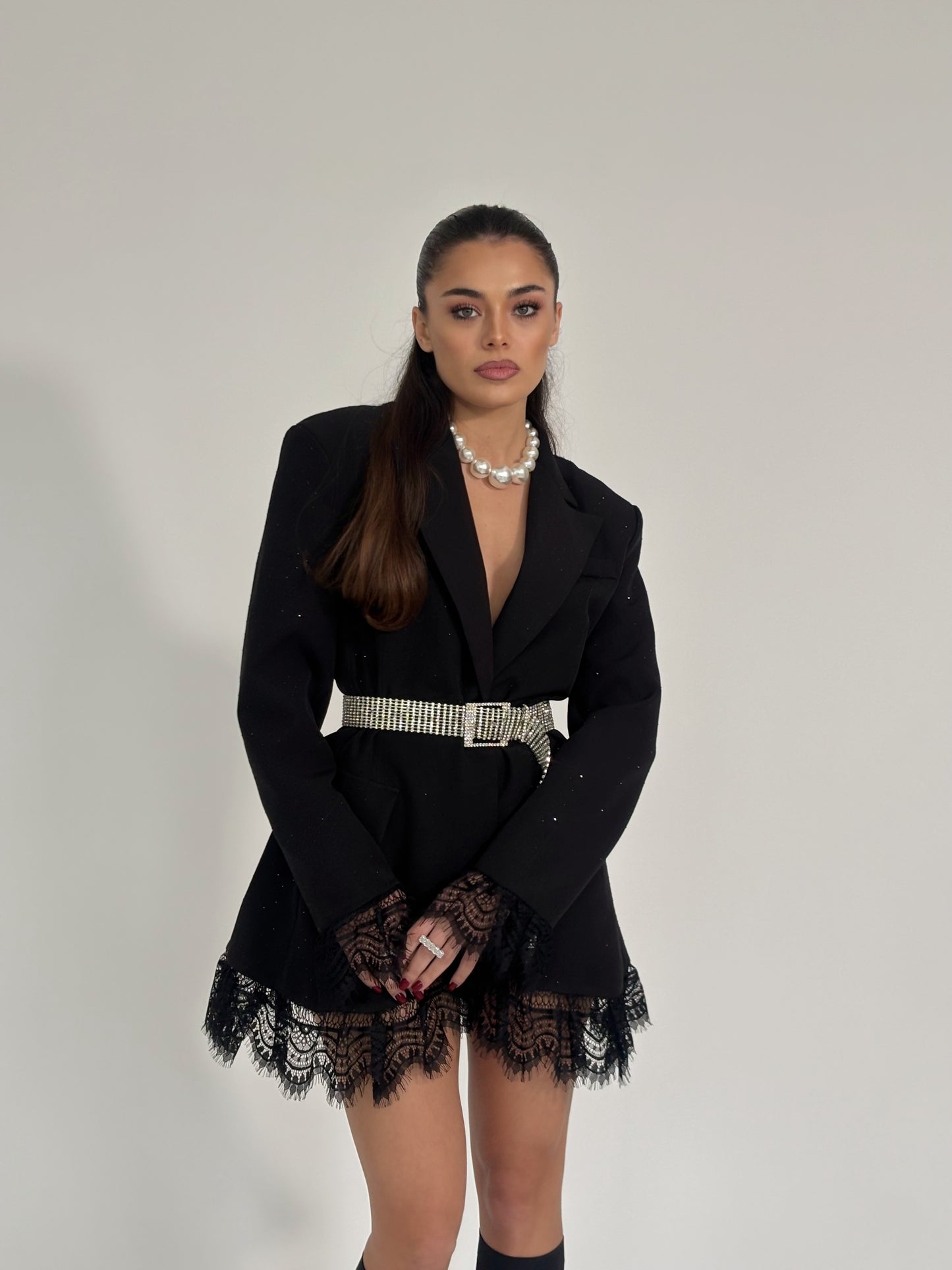 Блейзър Melisa с камъни и дантела