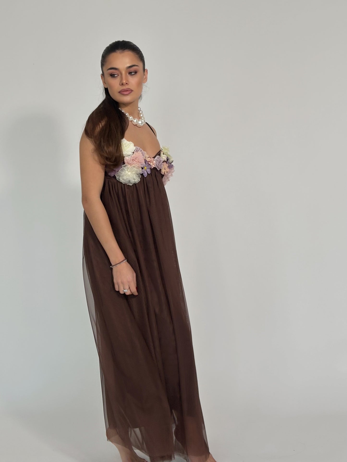 Rochie Vella din tul cu flori