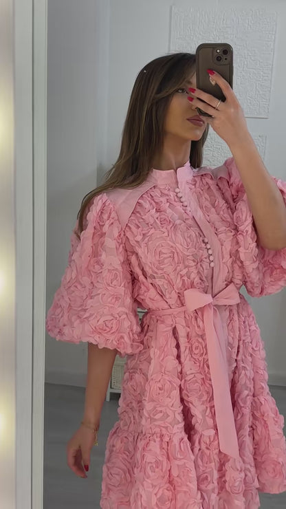 Rochie Merinda cu trandafiri și curea